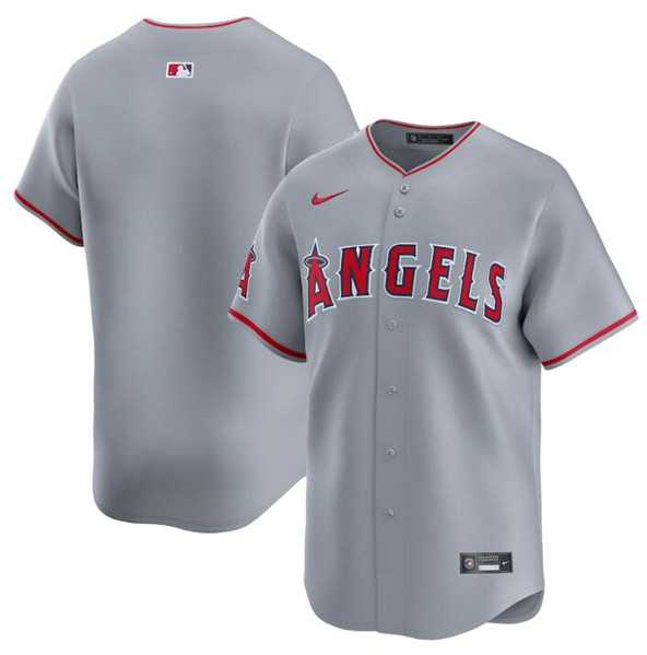 Mens Los Angeles Angels Blank Gray Away Limited Baseball Stitched Jersey Dzhi